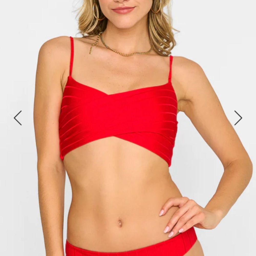Red beach bunny bathing suit top